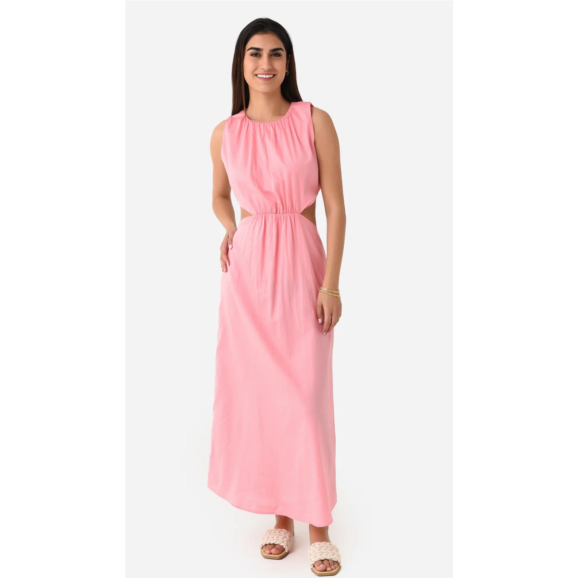 Stark X Rosemary Cutout Dress Pink Geranium New (Size L)